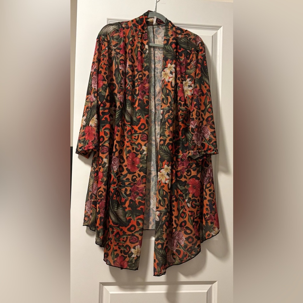 Floral Leopard Print Kimono